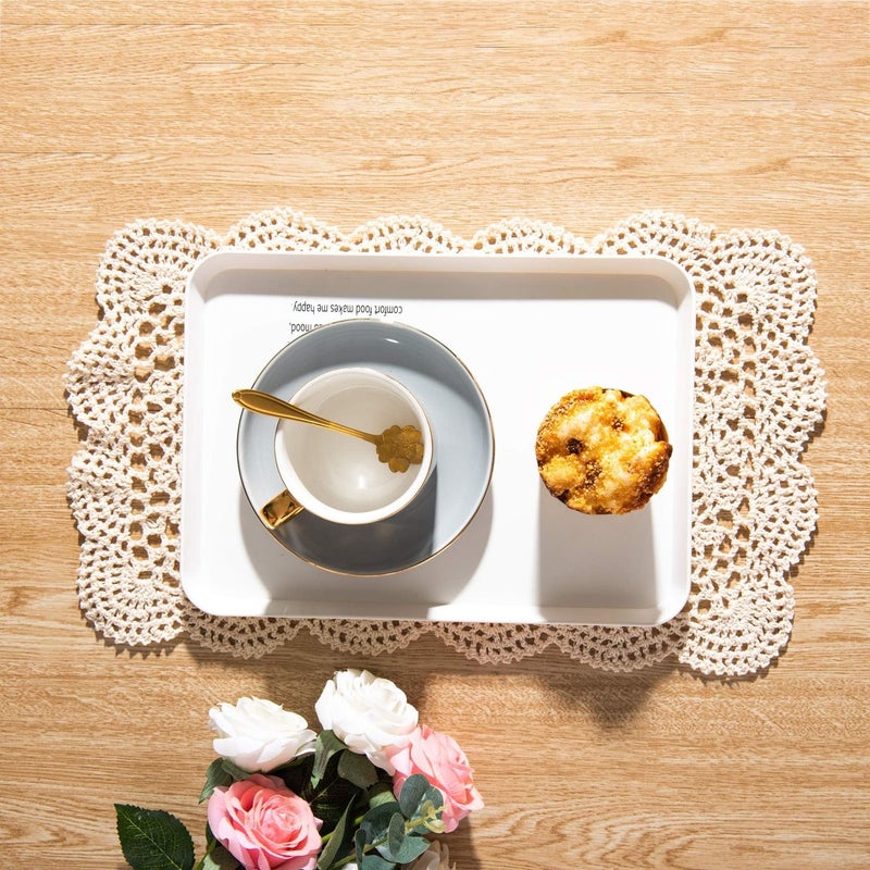 Eiyye Handmade Rectangle Doilies, 2-Piece Handmade Crochet Cotton Doilies Lace Table Crochet Placemats - Image 5